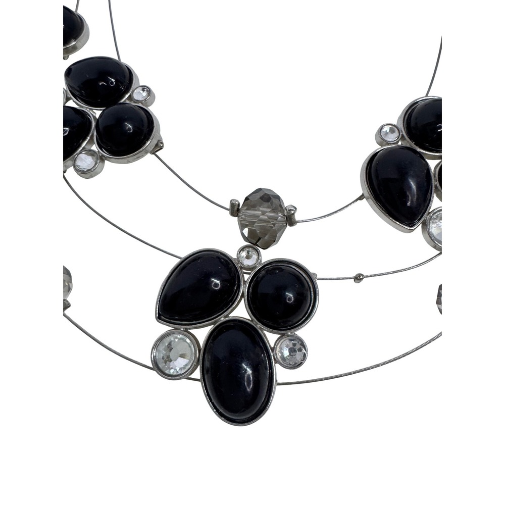 Paparazzi Multi Strand Black Beaded Statement‎ Necklace Earrings Set Boho Retro - Picture 2 of 6